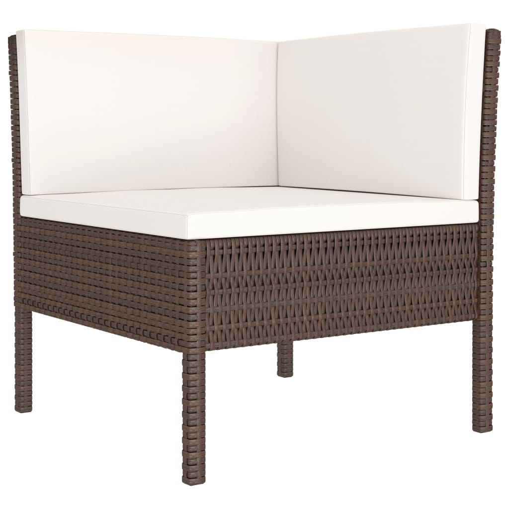 3-delige Loungeset met kussens poly rattan bruin - Griffin Retail