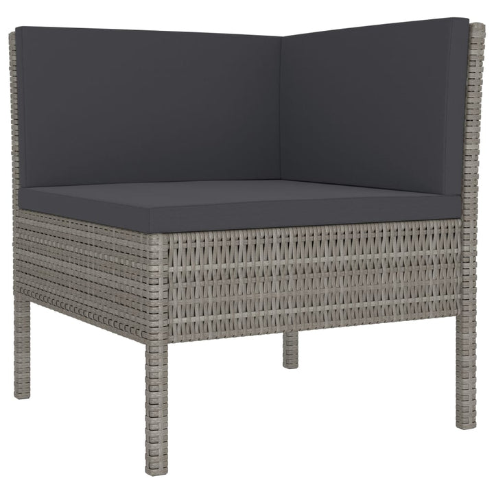 3-delige Loungeset met kussens poly rattan grijs - Griffin Retail