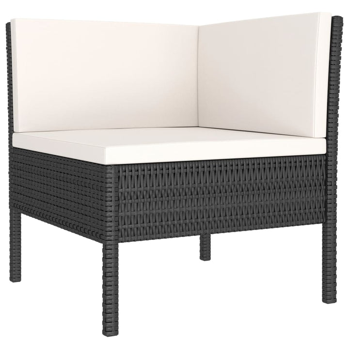 3-delige Loungeset met kussens poly rattan zwart - Griffin Retail