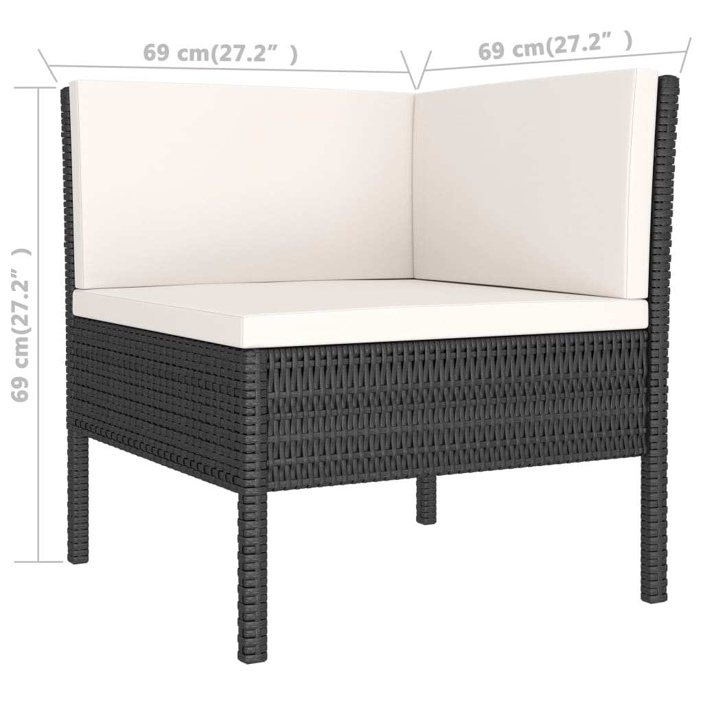 3-delige Loungeset met kussens poly rattan zwart - Griffin Retail