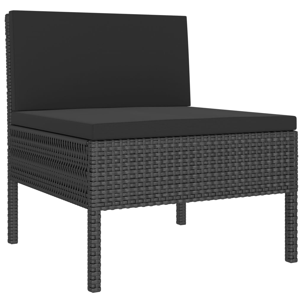 3-delige Loungeset met kussens poly rattan zwart - Griffin Retail