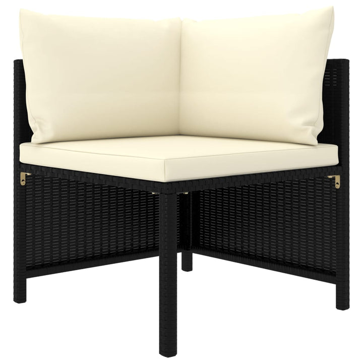 3-delige Loungeset met kussens poly rattan zwart - Griffin Retail