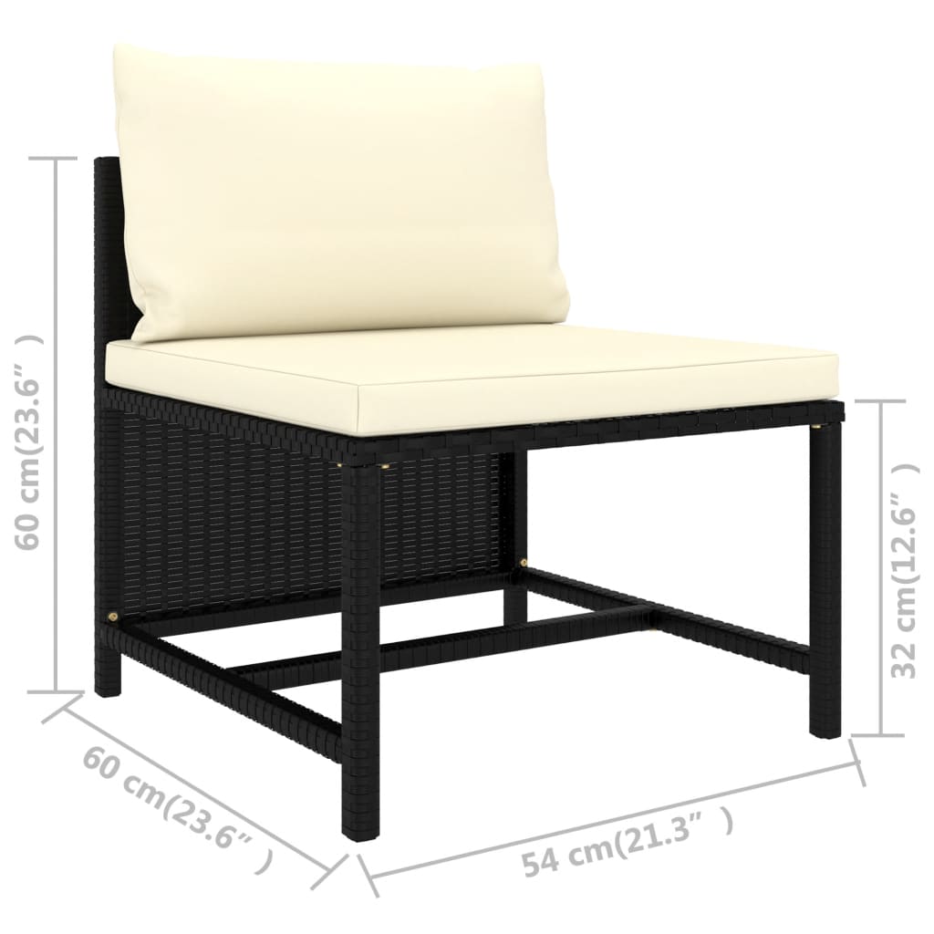 3-delige Loungeset met kussens poly rattan zwart - Griffin Retail