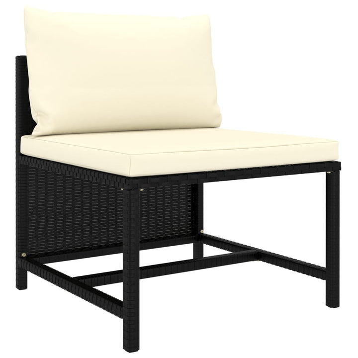 3-delige Loungeset met kussens poly rattan zwart - Griffin Retail