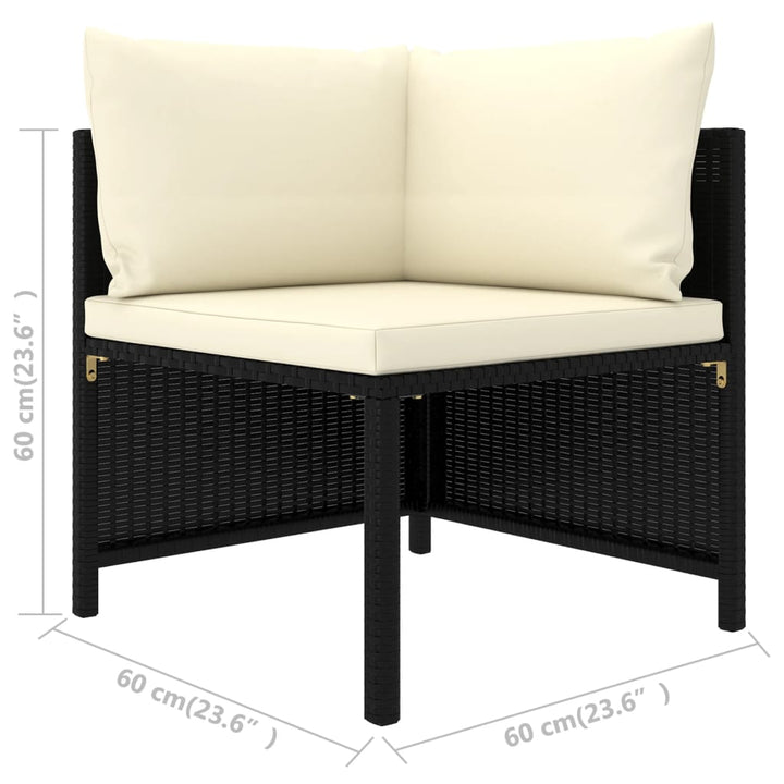 3-delige Loungeset met kussens poly rattan zwart - Griffin Retail