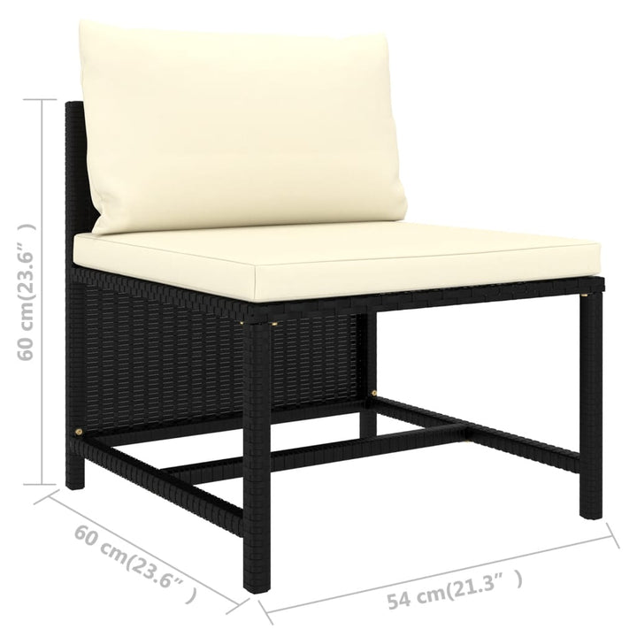 3-delige Loungeset met kussens poly rattan zwart - Griffin Retail