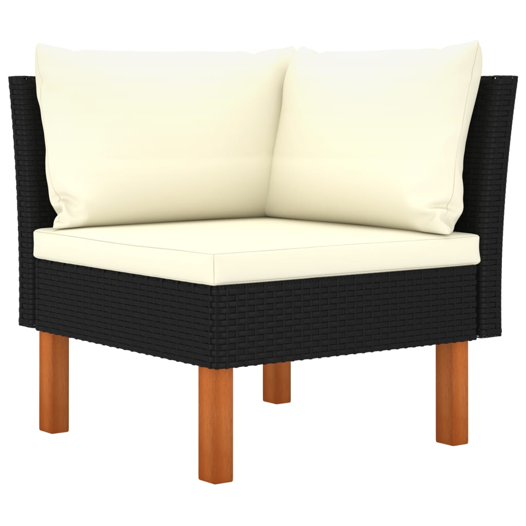 3-delige Loungeset poly rattan en massief eucalyptushout - Griffin Retail