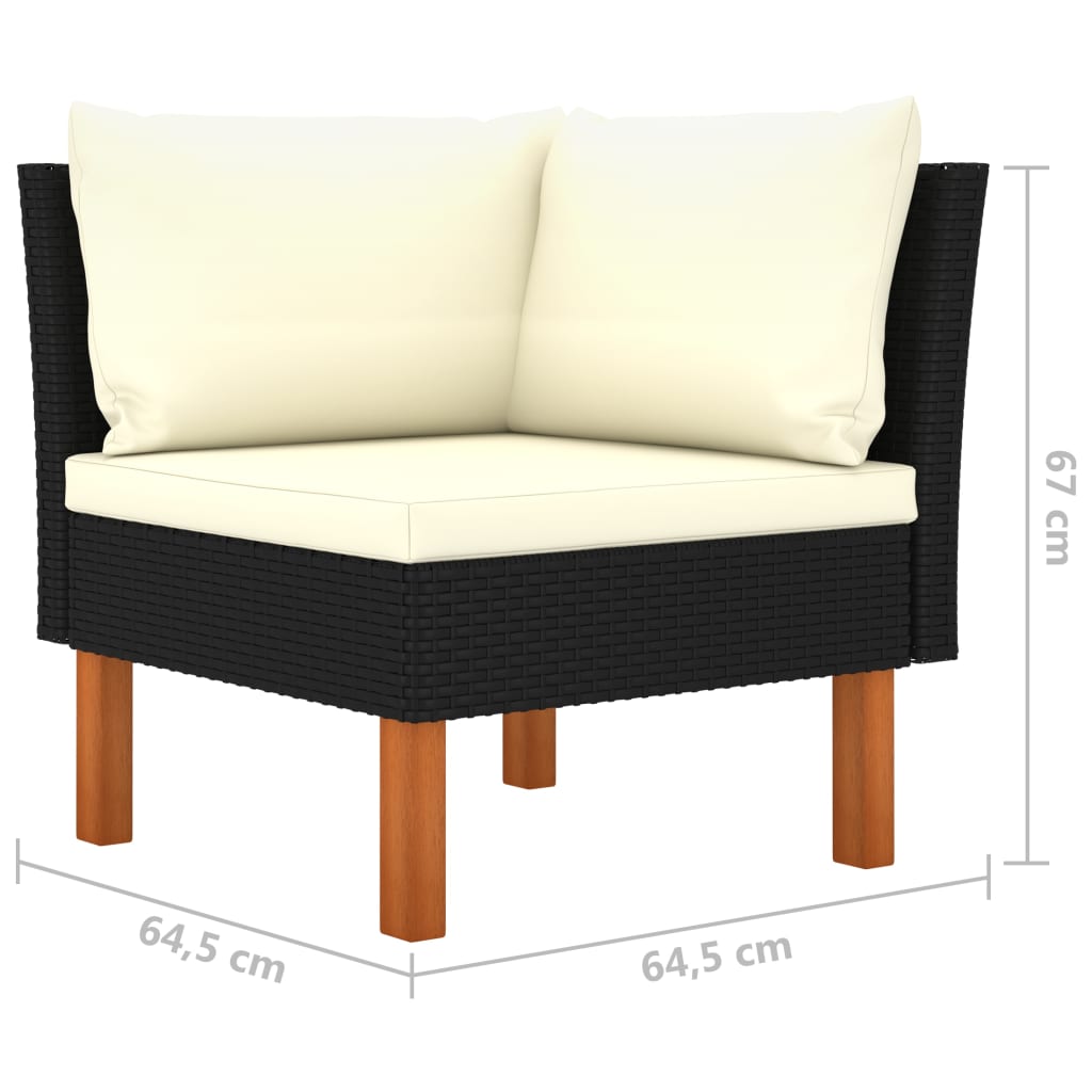 3-delige Loungeset poly rattan en massief eucalyptushout - Griffin Retail