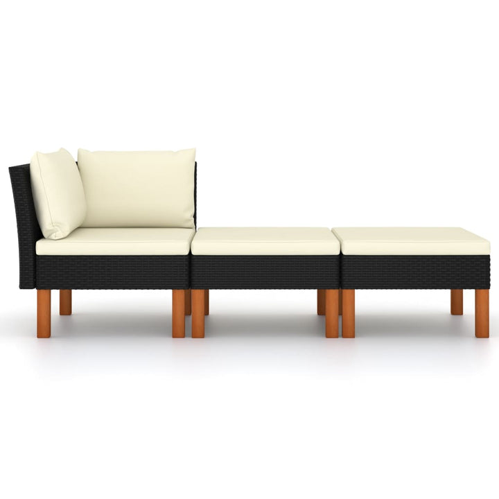 3-delige Loungeset poly rattan en massief eucalyptushout - Griffin Retail