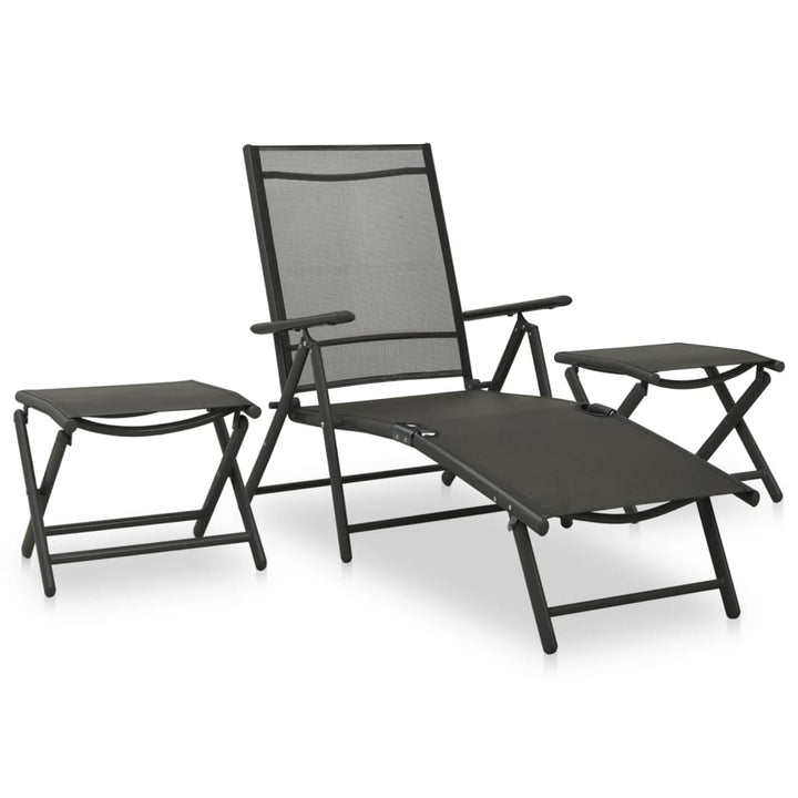 3-delige Loungeset textileen en aluminium antracietkleurig - Griffin Retail