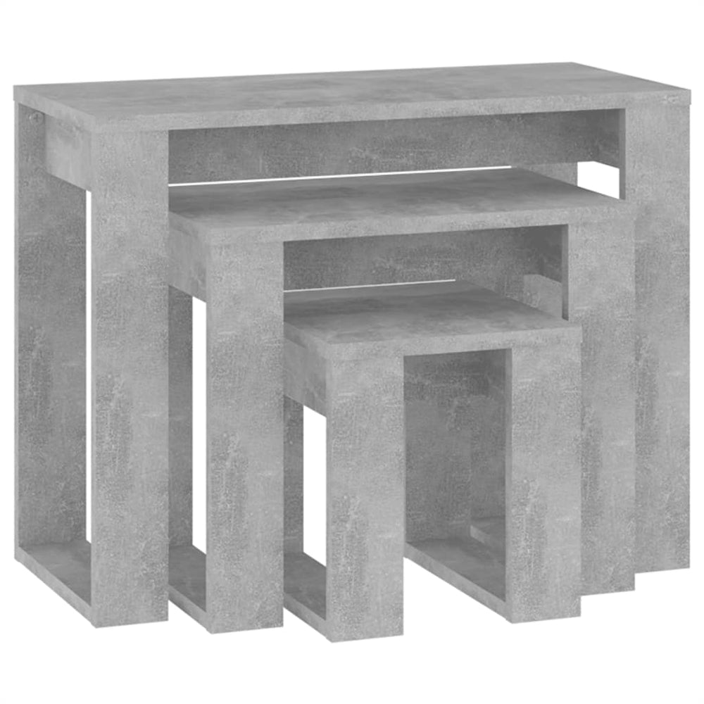 3-delige Tafeltjesset bewerkt hout betongrijs - Griffin Retail