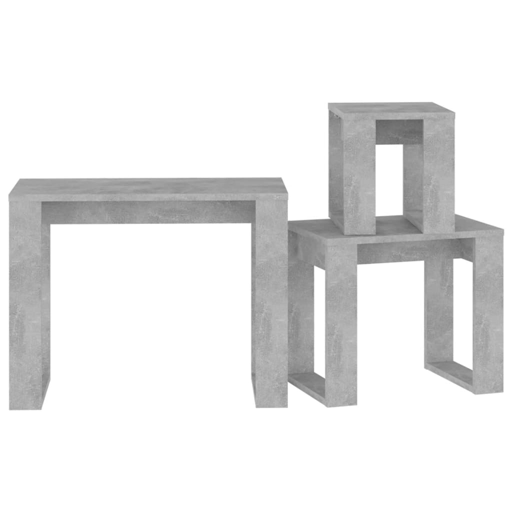 3-delige Tafeltjesset bewerkt hout betongrijs - Griffin Retail