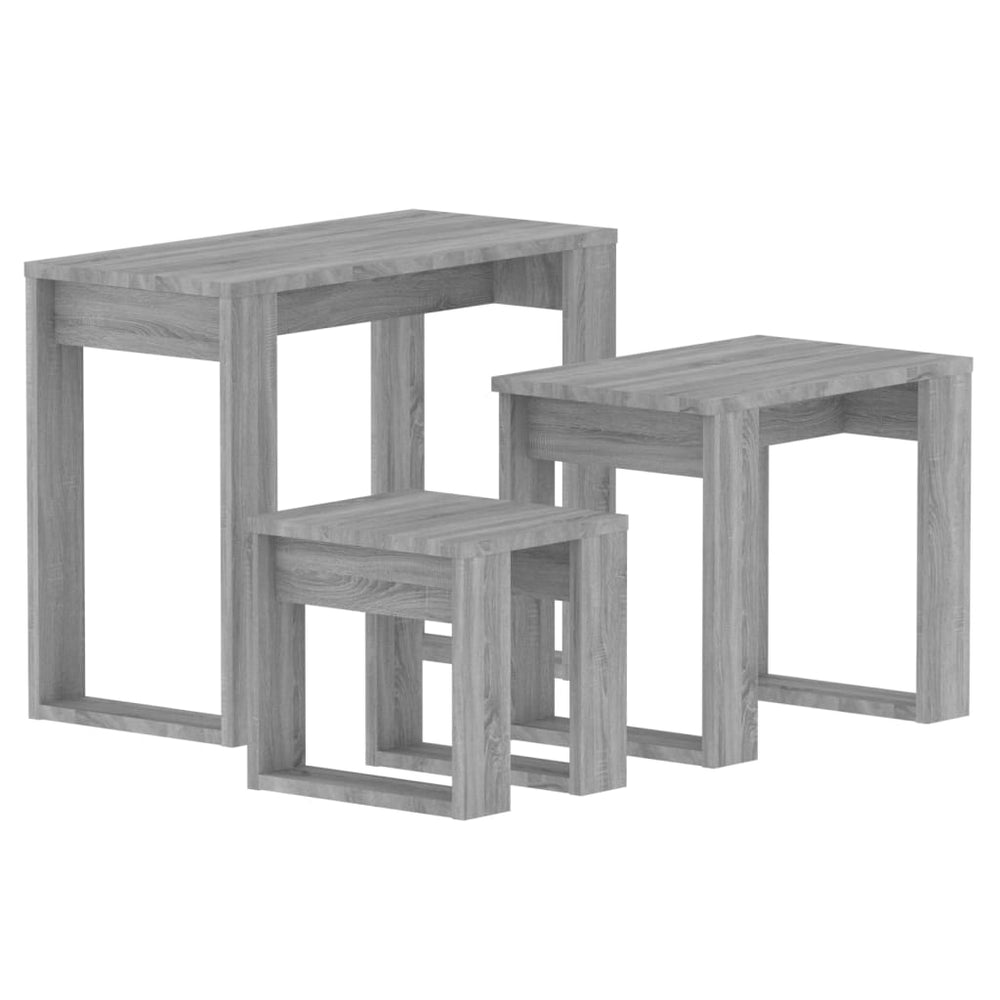 3-delige Tafeltjesset bewerkt hout grijs sonoma eikenkleurig - Griffin Retail