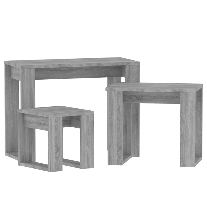 3-delige Tafeltjesset bewerkt hout grijs sonoma eikenkleurig - Griffin Retail