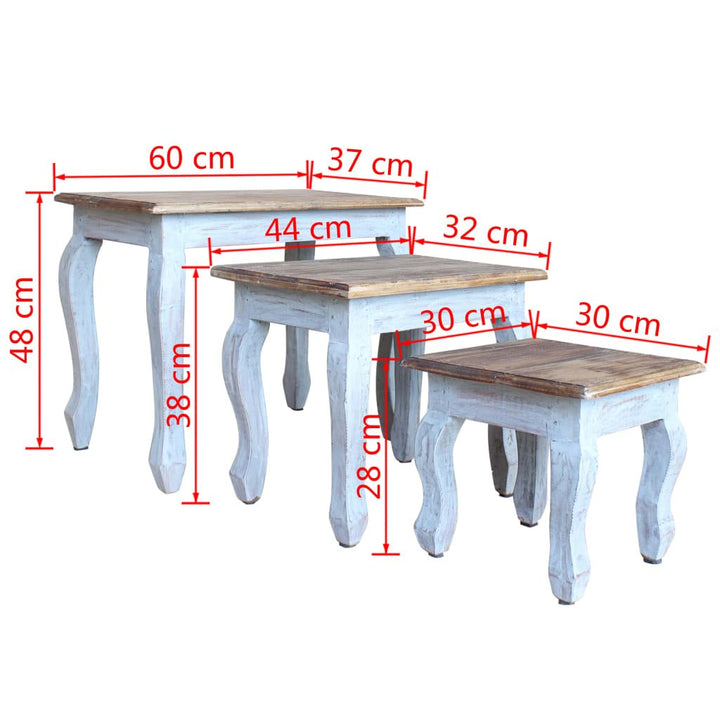 3-delige Tafeltjesset massief gerecycled hout - Griffin Retail