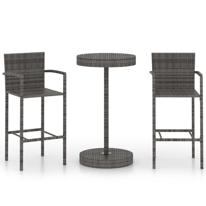 3-delige Tuinbarset poly rattan grijs - Griffin Retail