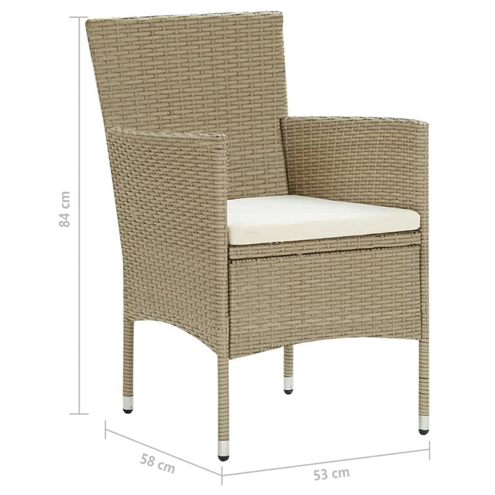 3-delige Tuinset met kussens poly rattan beige - Griffin Retail