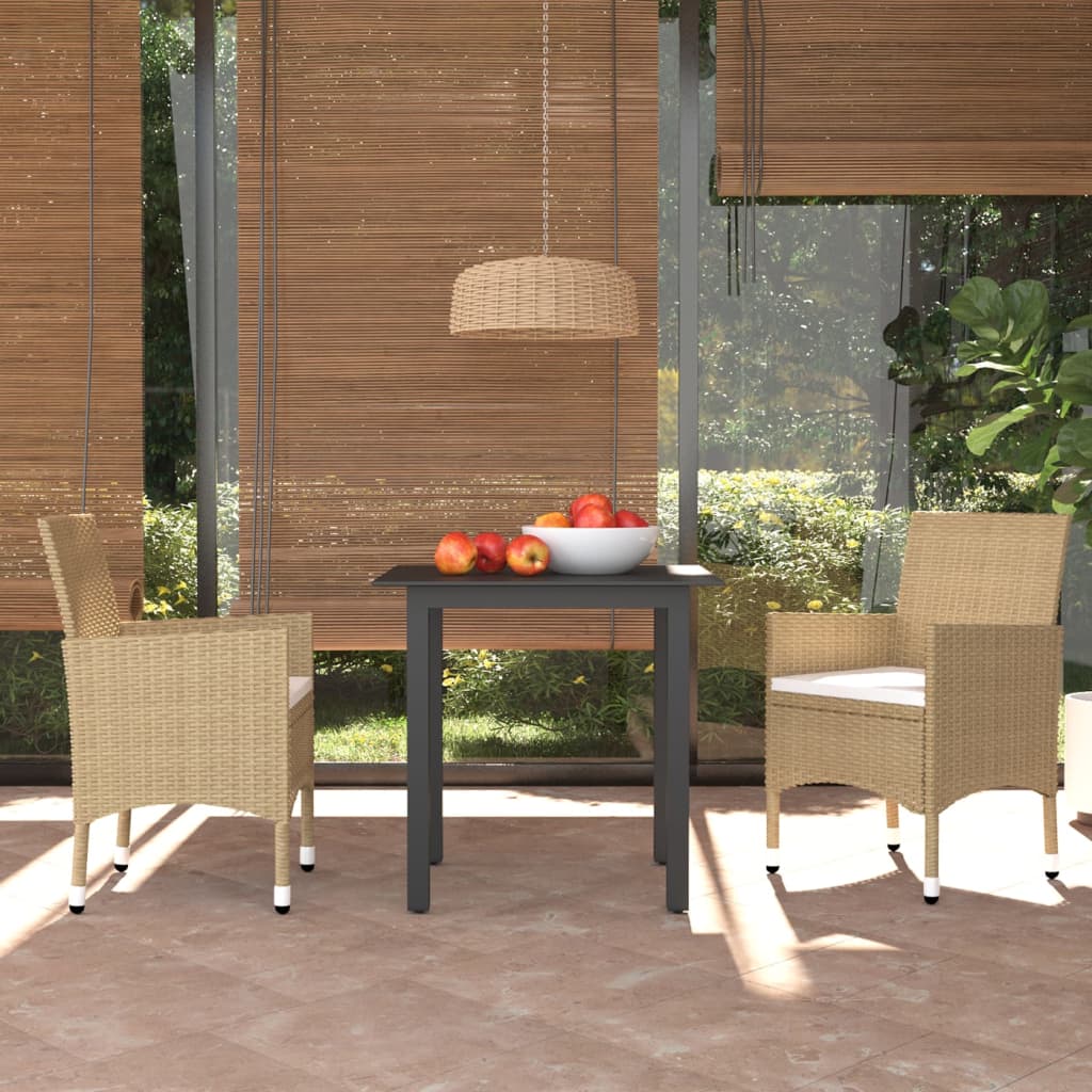 3-delige Tuinset met kussens poly rattan beige - Griffin Retail