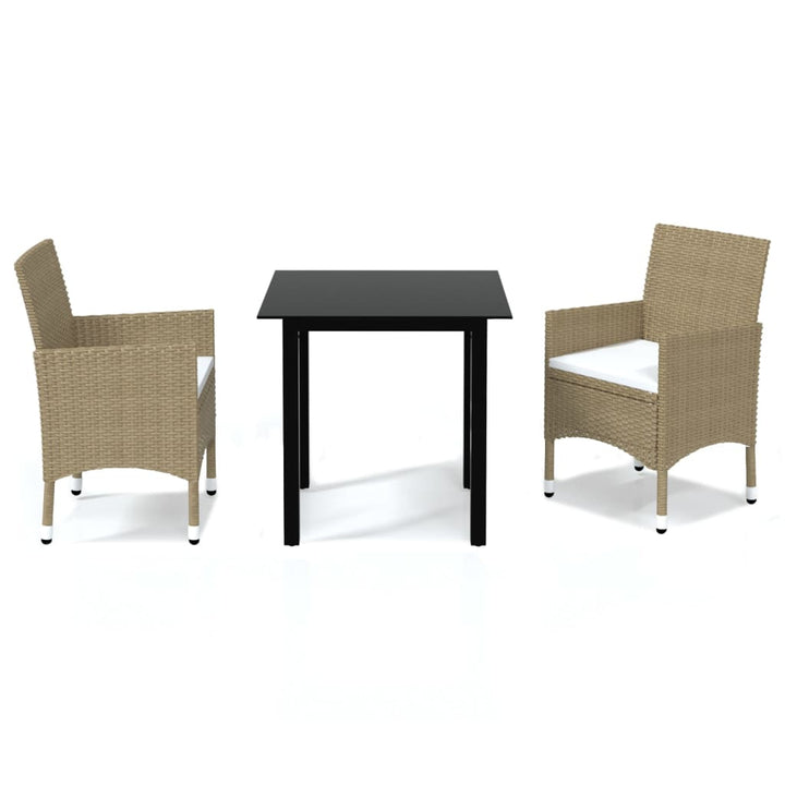 3-delige Tuinset met kussens poly rattan beige - Griffin Retail