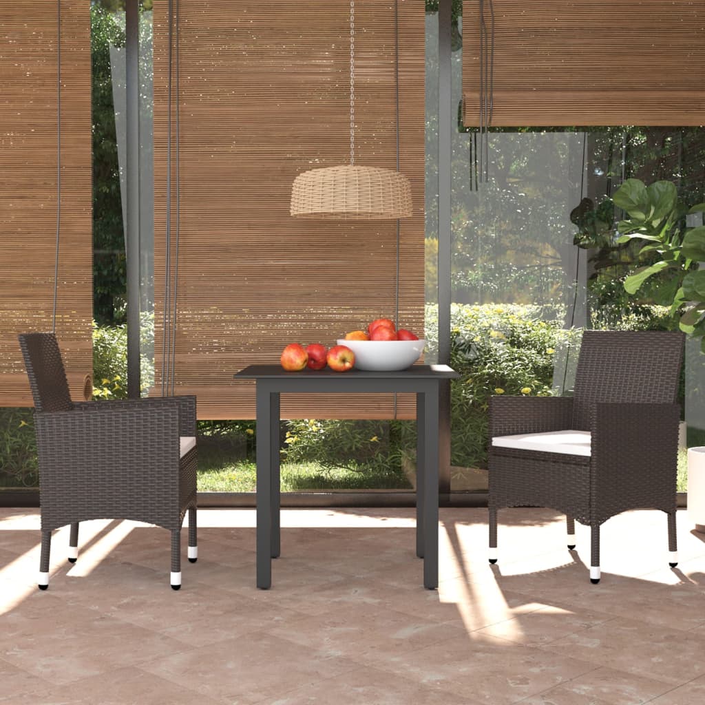 3-delige Tuinset met kussens poly rattan bruin - Griffin Retail