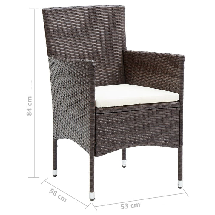 3-delige Tuinset met kussens poly rattan bruin - Griffin Retail