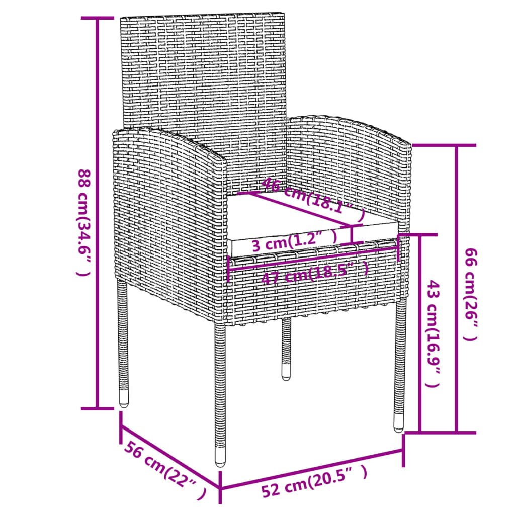 3-delige Tuinset poly rattan antracietkleurig - Griffin Retail