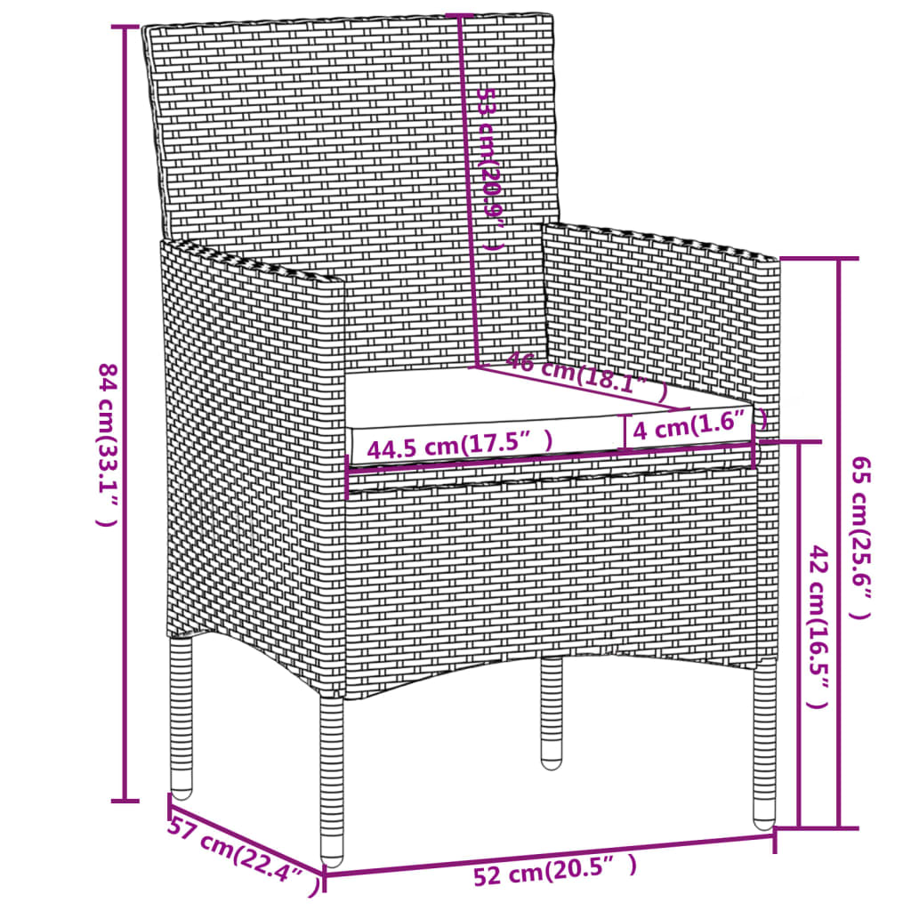 3-delige Tuinset poly rattan bruin - Griffin Retail