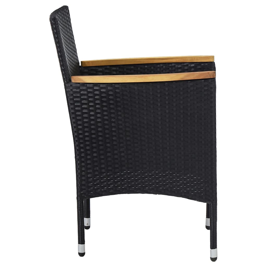 3-delige Tuinset poly rattan en acaciahout zwart - Griffin Retail