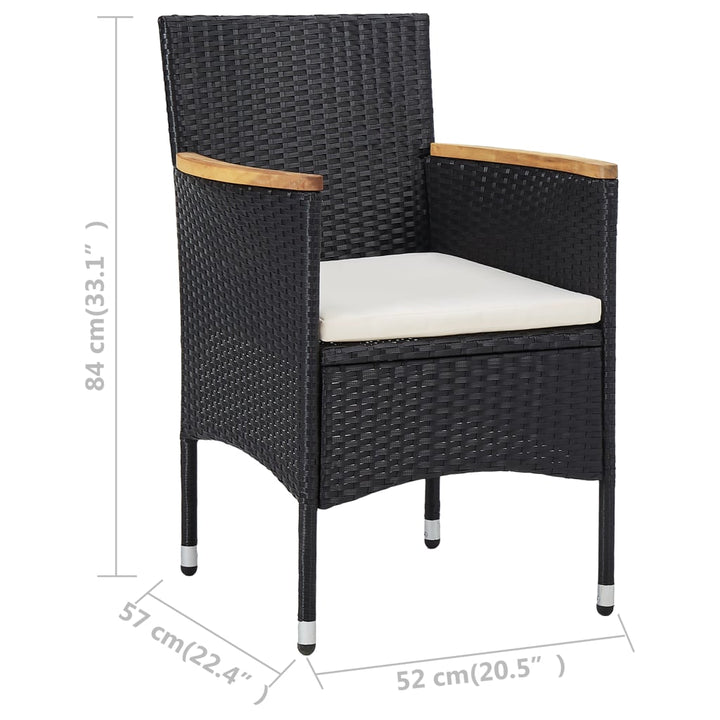 3-delige Tuinset poly rattan en acaciahout zwart - Griffin Retail