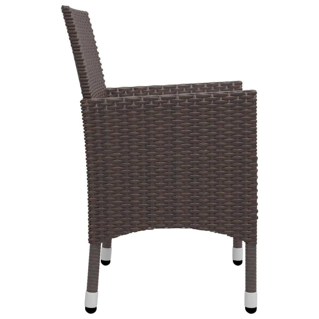 3-delige Tuinset poly rattan en glas bruin - Griffin Retail