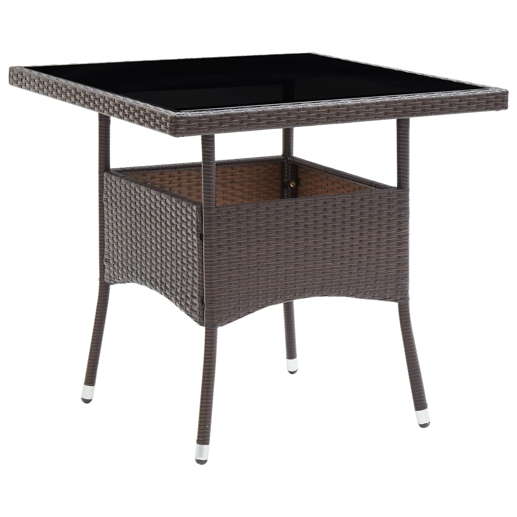 3-delige Tuinset poly rattan en glas bruin - Griffin Retail