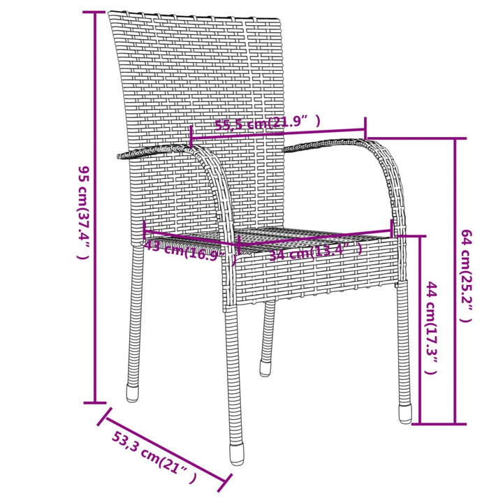 3-delige Tuinset poly rattan grijs - Griffin Retail