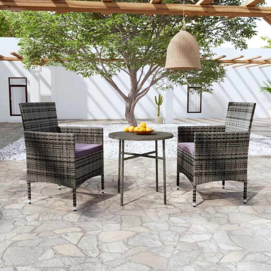 3-delige Tuinset poly rattan grijs - Griffin Retail