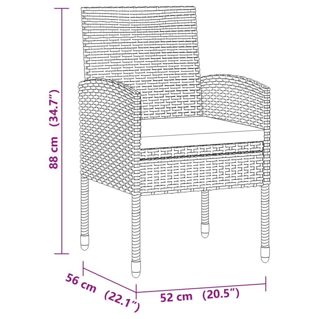 3-delige Tuinset poly rattan zwart - Griffin Retail