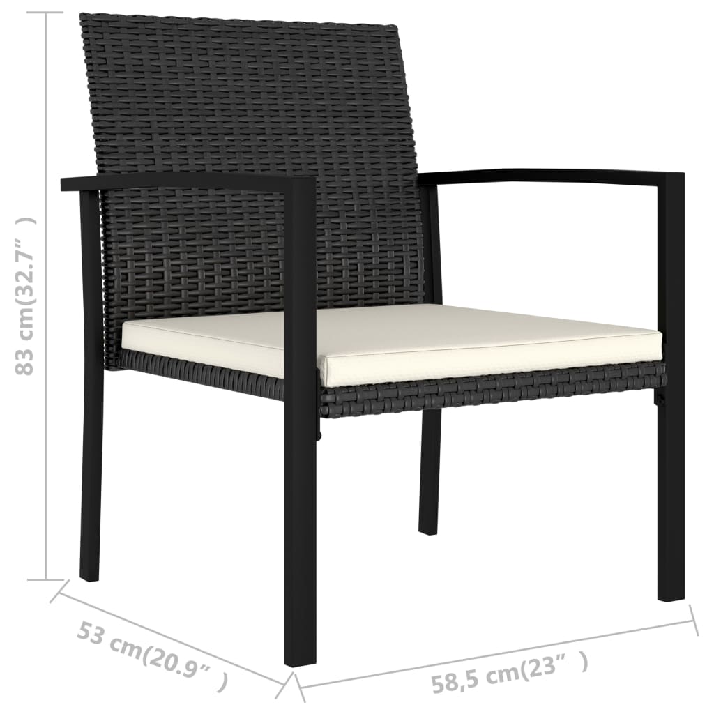 3-delige Tuinset poly rattan zwart - Griffin Retail