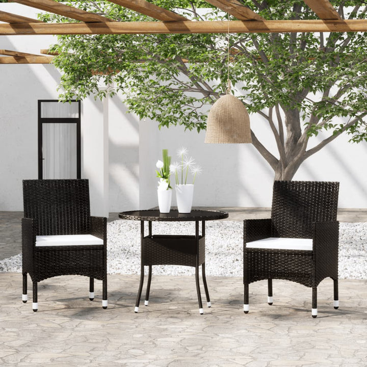 3-delige Tuinset poly rattan zwart - Griffin Retail