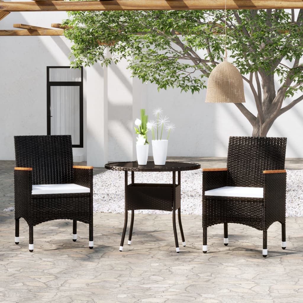 3-delige Tuinset poly rattan zwart - Griffin Retail