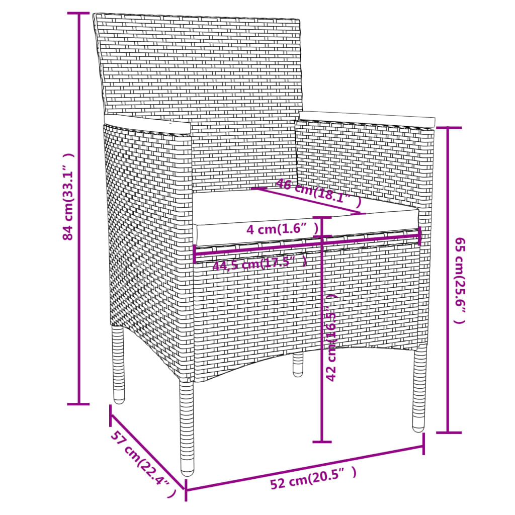 3-delige Tuinset poly rattan zwart - Griffin Retail