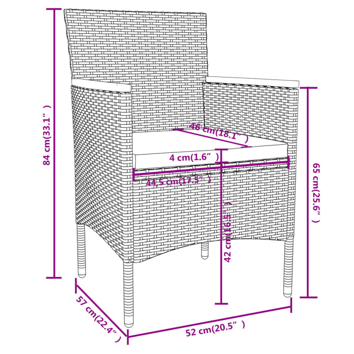 3-delige Tuinset poly rattan zwart - Griffin Retail