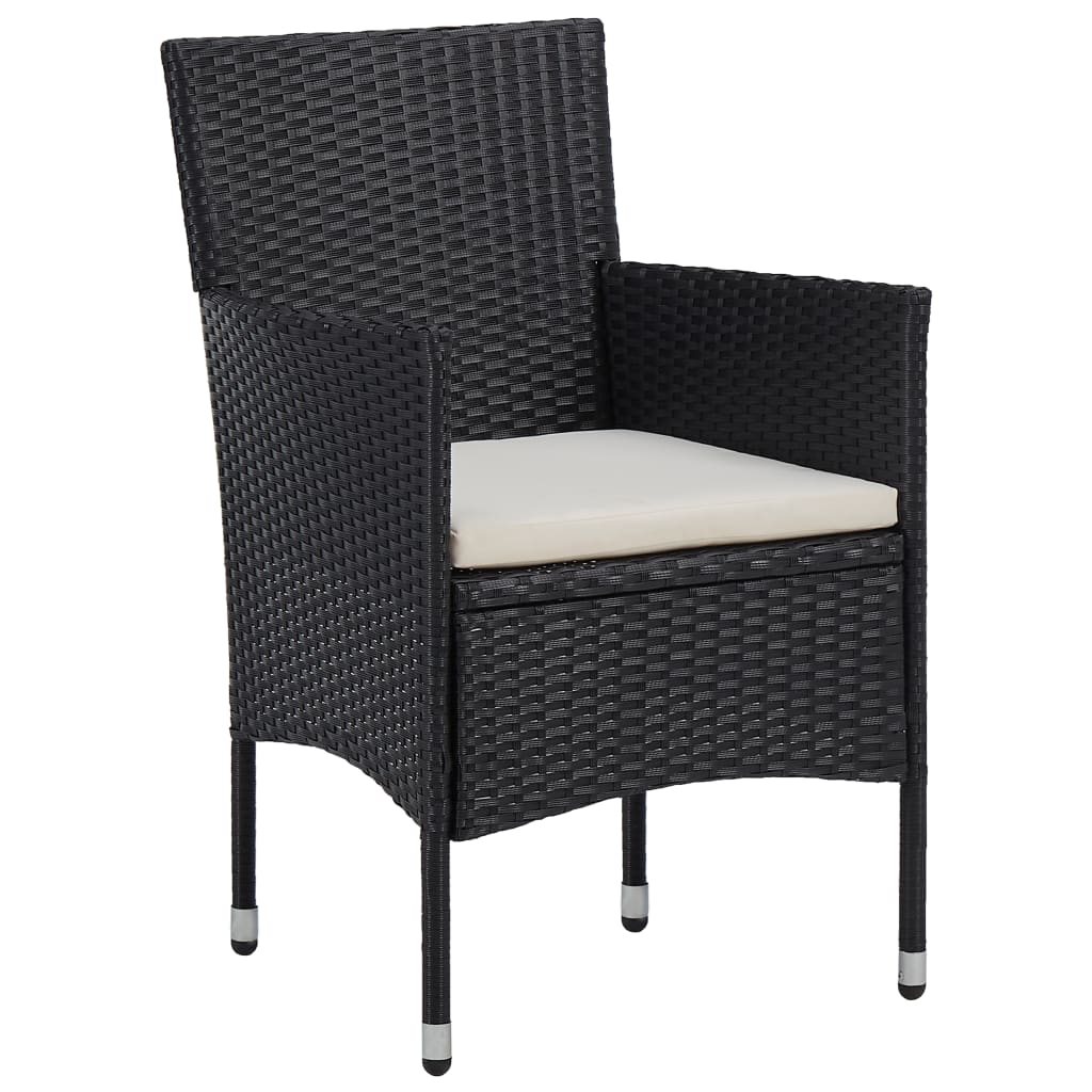 3-delige Tuinset poly rattan zwart - Griffin Retail