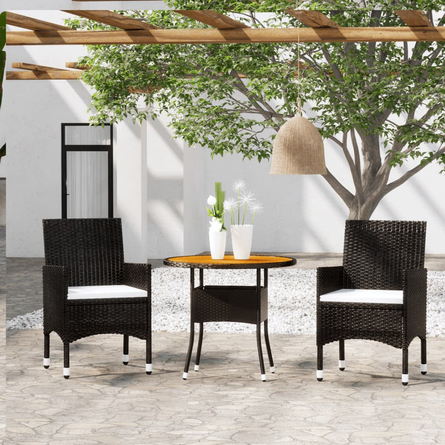 3-delige Tuinset poly rattan zwart - Griffin Retail