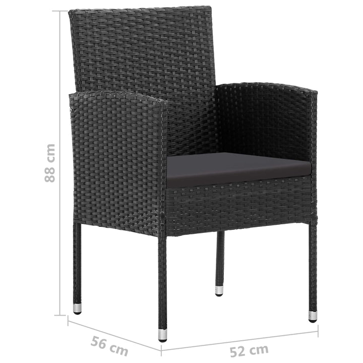 3-delige Tuinset poly rattan zwart - Griffin Retail