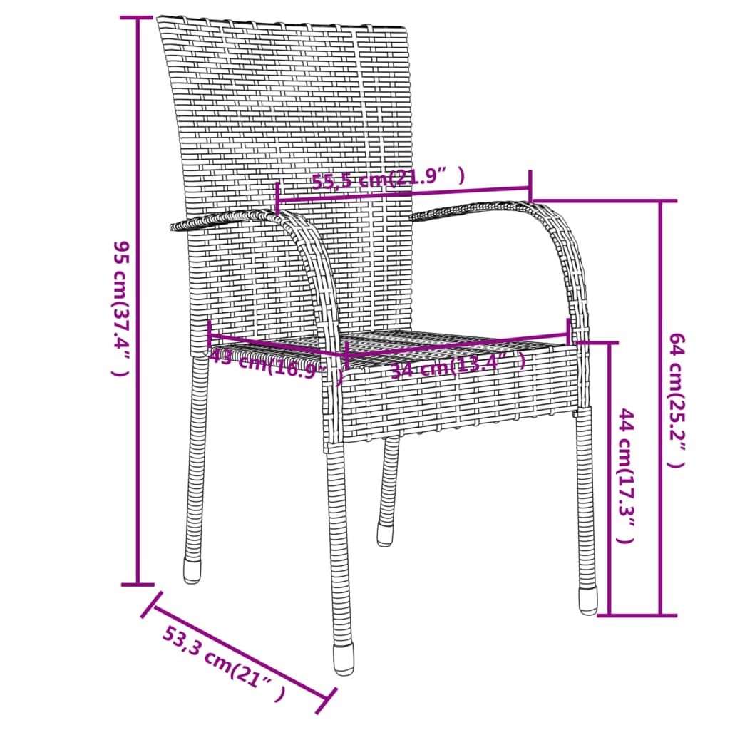 3-delige Tuinset poly rattan zwart - Griffin Retail