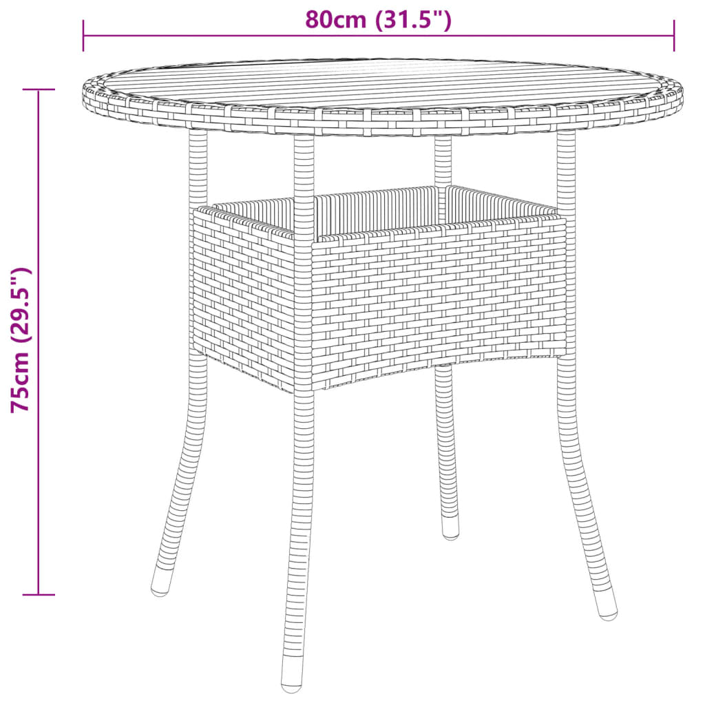 3-delige Tuinset poly rattan zwart - Griffin Retail