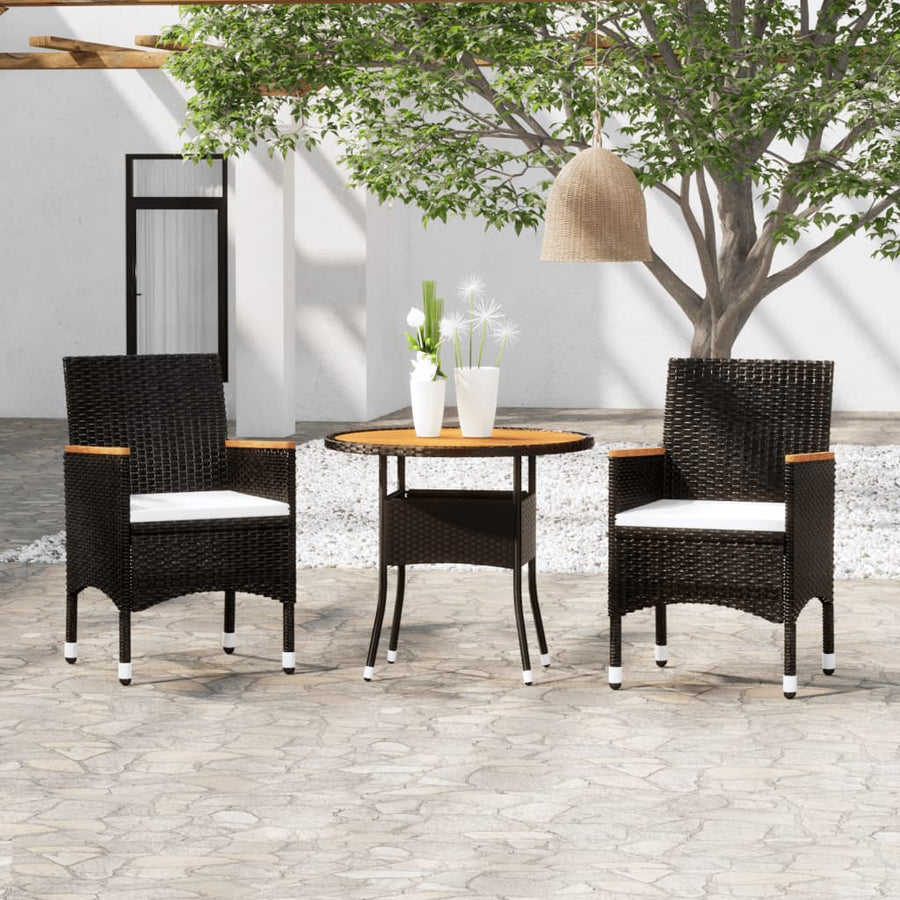 3-delige Tuinset poly rattan zwart - Griffin Retail