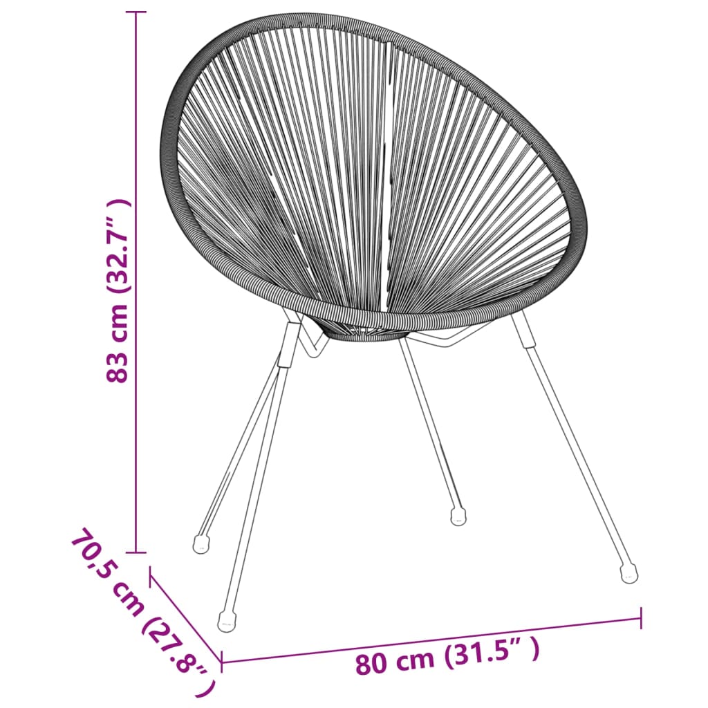 3-delige Tuinset PVC-rattan zwart - Griffin Retail