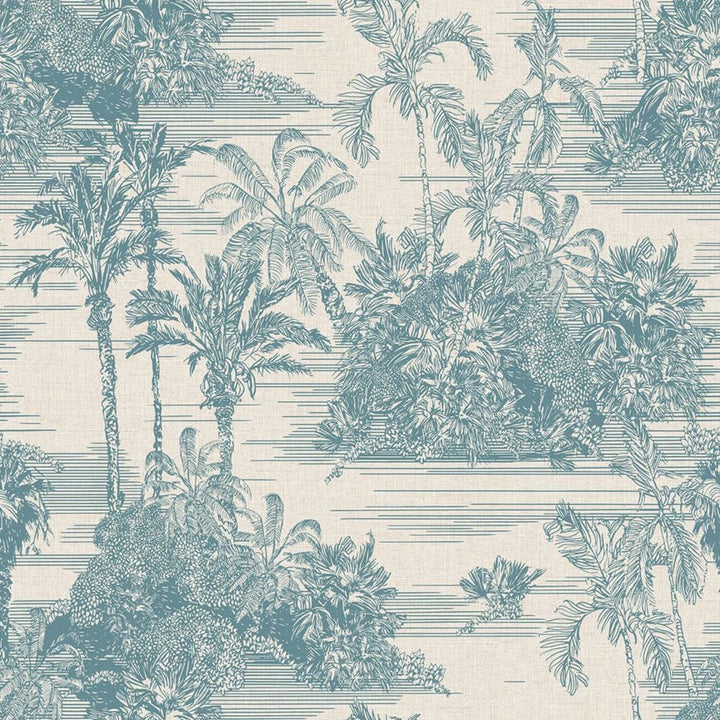 DUTCH WALLCOVERINGS Behang Tropical beige en lichtblauw