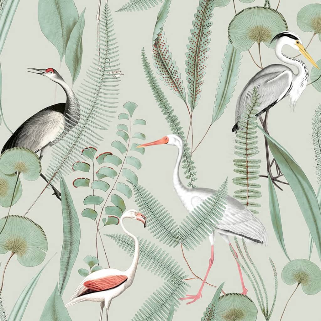 DUTCH WALLCOVERINGS Behang Flamingo mintkleurig