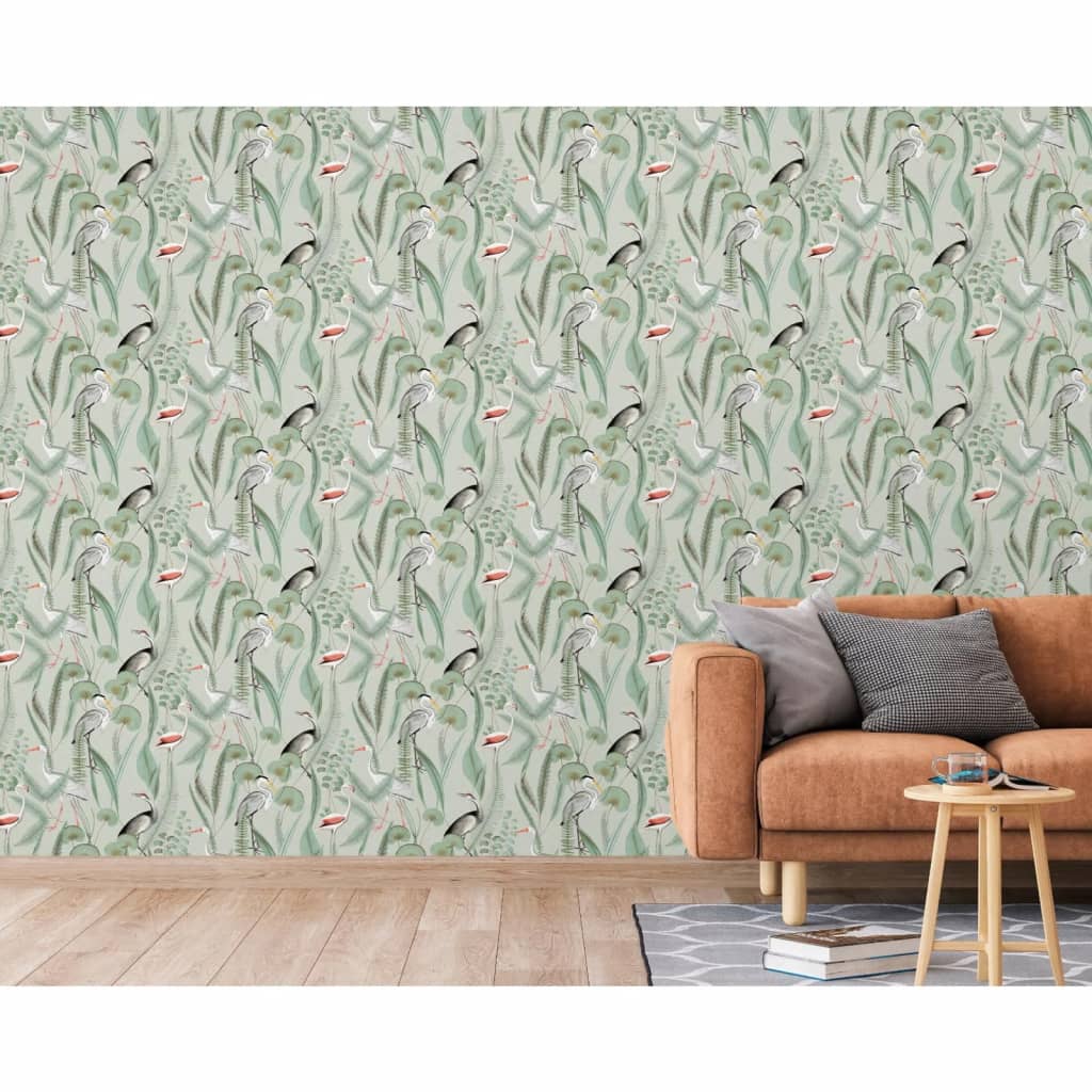 DUTCH WALLCOVERINGS Behang Flamingo mintkleurig