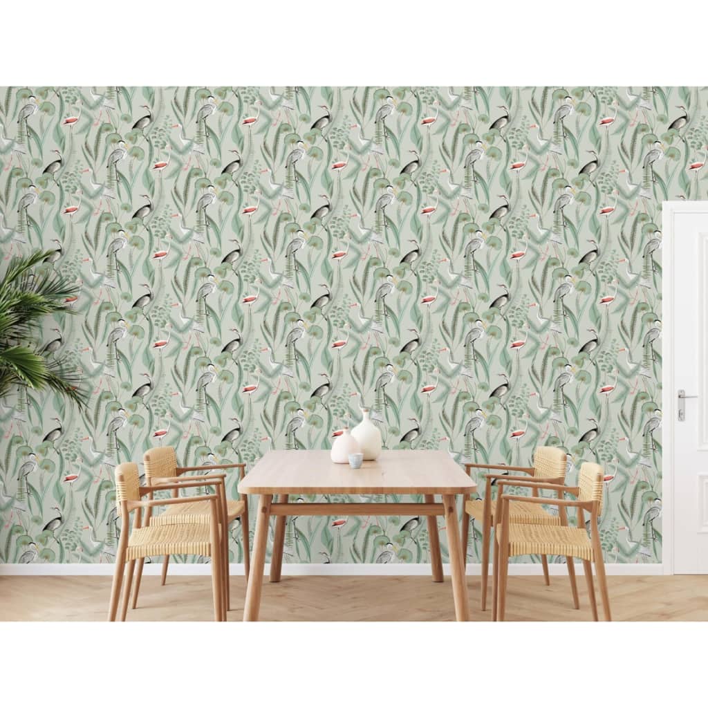 DUTCH WALLCOVERINGS Behang Flamingo mintkleurig